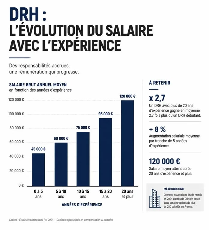 Évolution du salaire d'un directeur des ressources humaines selon l'expérience