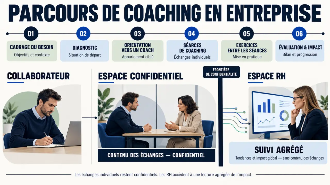 Plateforme de coaching : parcours du collaborateur, accompagnement humain et suivi RH