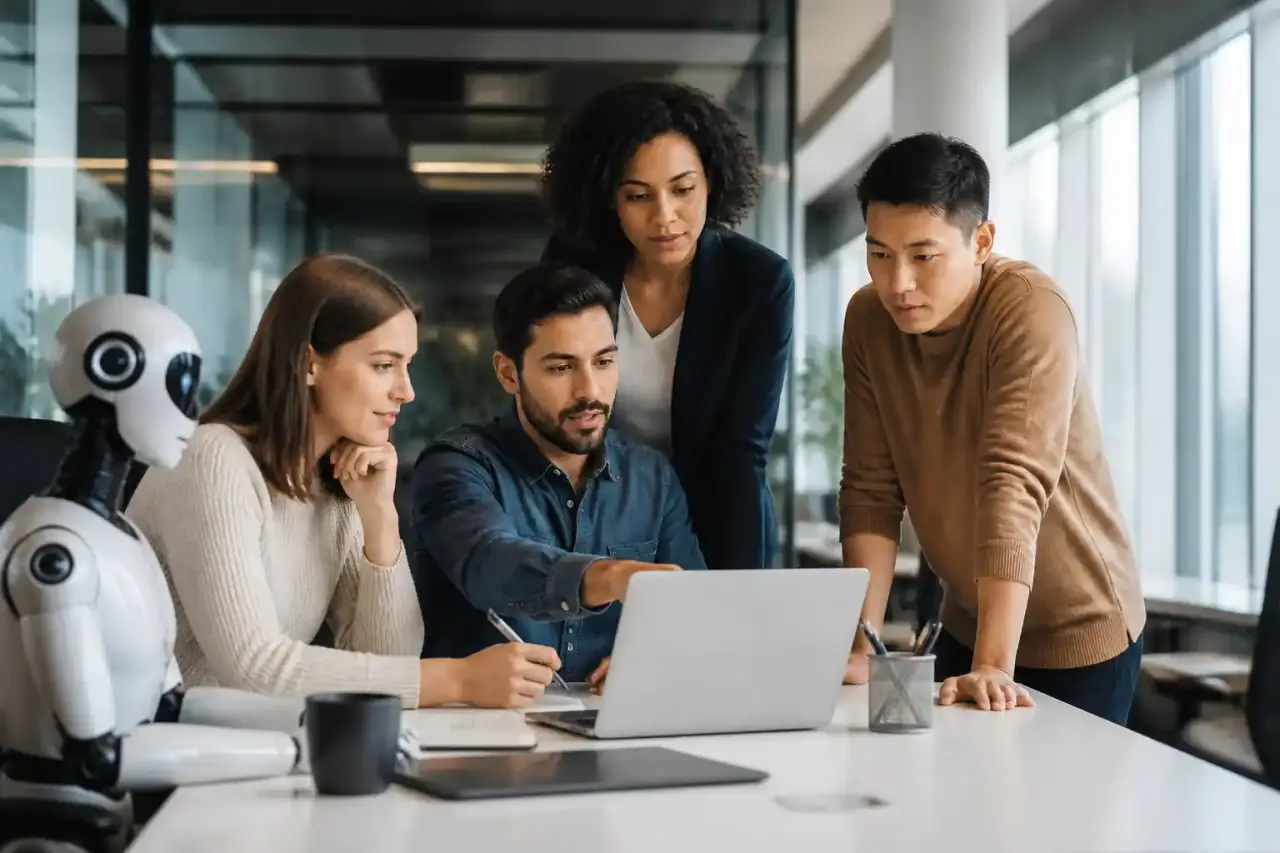 Équipe diversifiée collaborant dans un espace de coworking moderne et lumineux