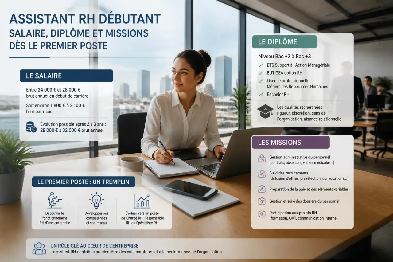 Assistant RH débutant : quel salaire, quel diplôme et quelles missions dès le premier poste ?